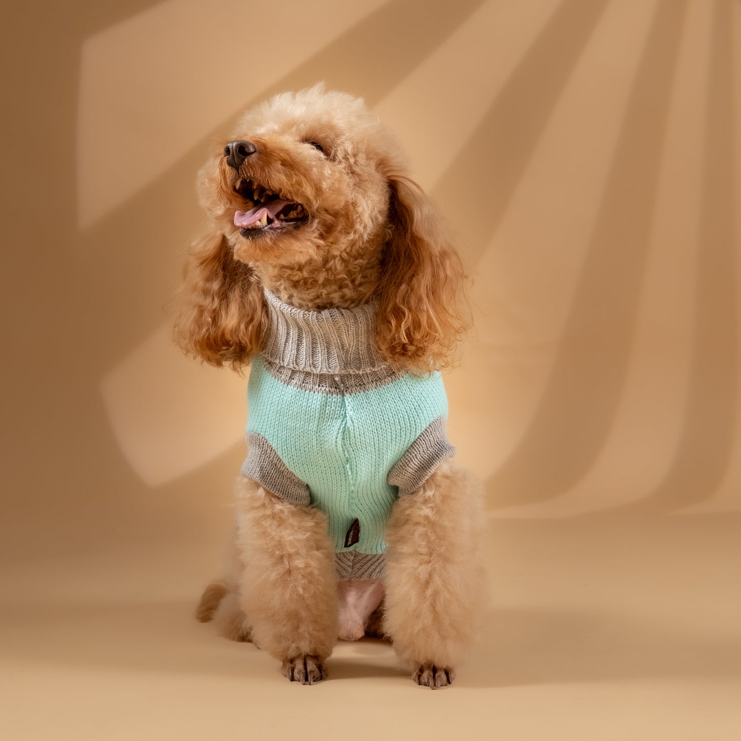 Maglioncino Dolcevita a Due Colori a Contrasto - Verde Acqua