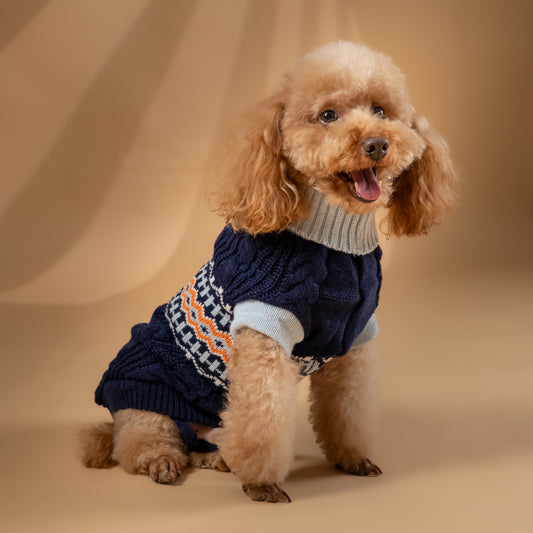 Maglioncino Dolcevita Fantasia Fair Isle - Blu