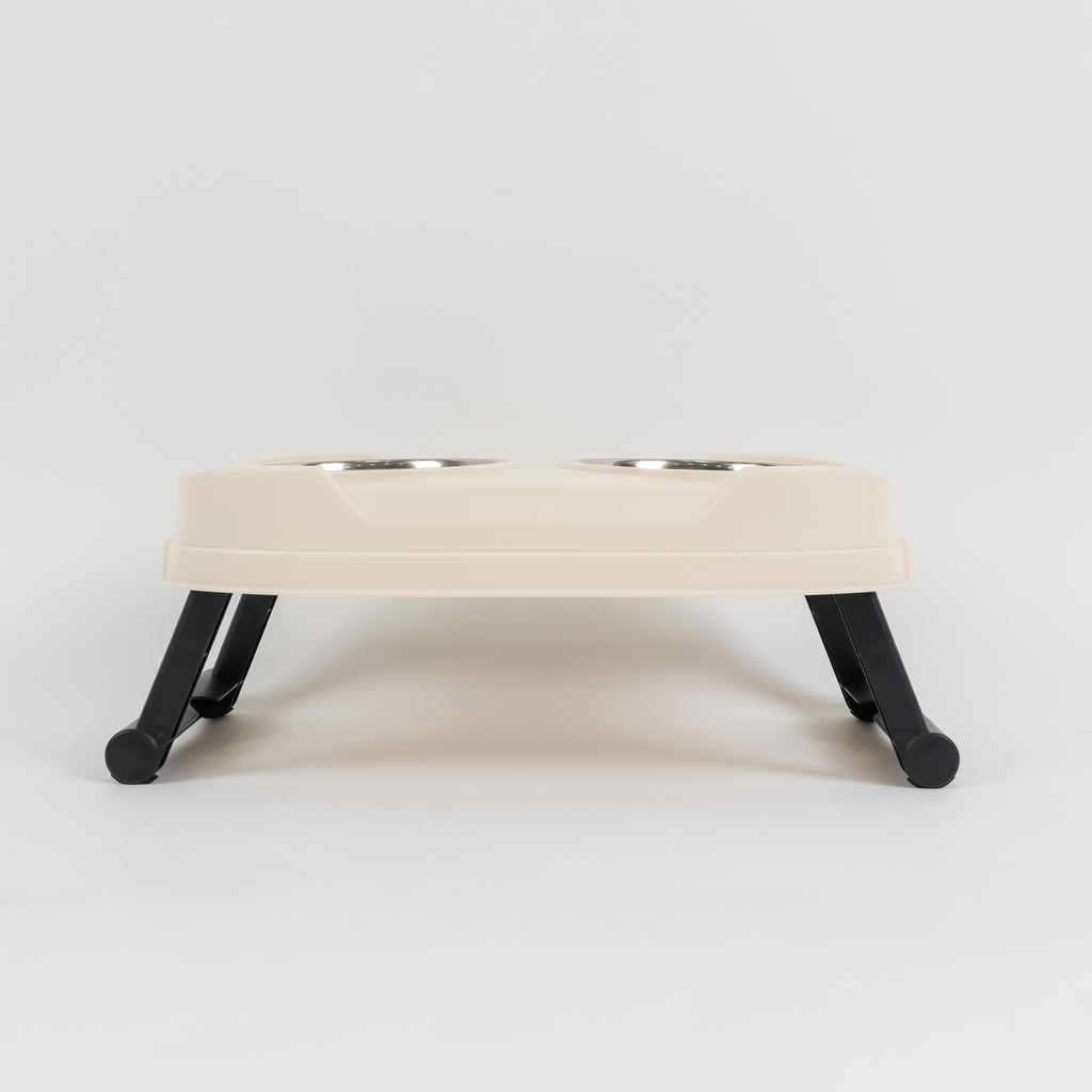 Doppia Ciotola in Acciaio con Supporto Rialzabile - Crema