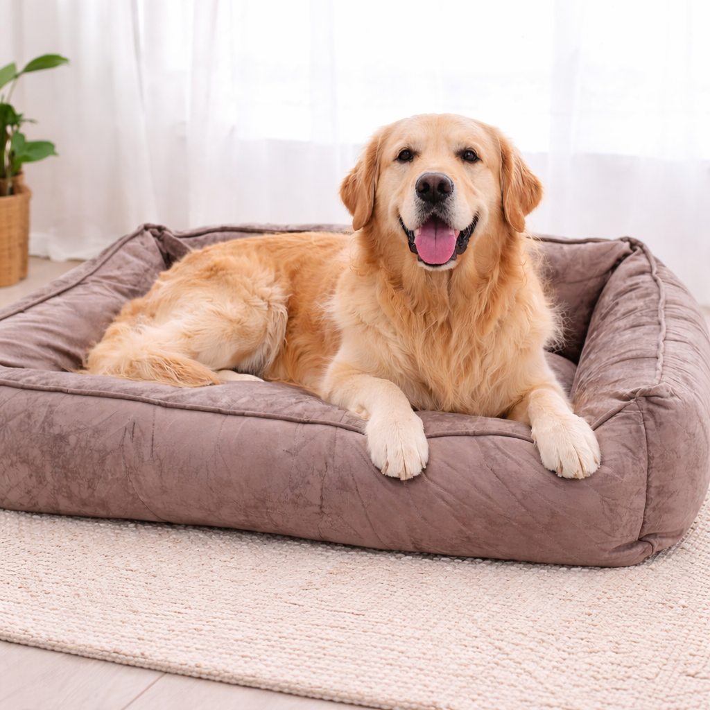 Cuccia effetto camoscio marmorizzato Sfoderabile - Marrone ( 123x90x23 cm )