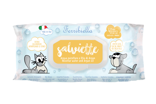 Salviette Igienizzanti per Cani e Gatti - Acqua Micellare e Olio di Argan