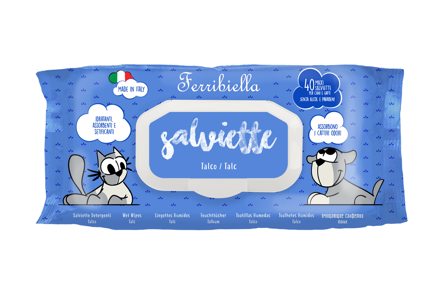 Salviette Igienizzanti per Cani e Gatti - Talco