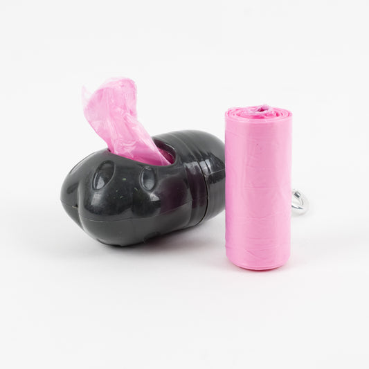 Porta sacchetti Igienici per Cani con 2 Rotoli Inclusi – Nero