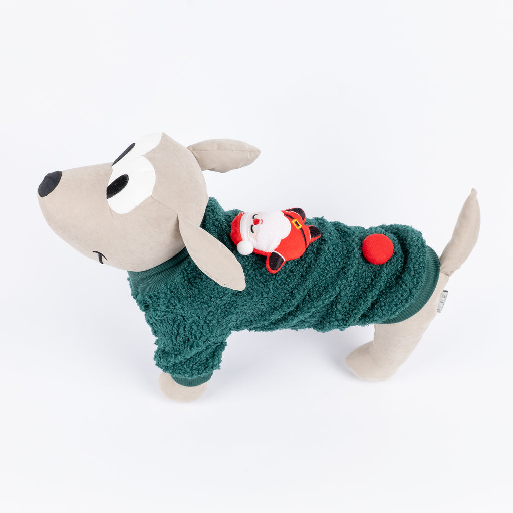 Maglioncino Bouclé Natalizio  –  Babbo Natale e Pon Pon