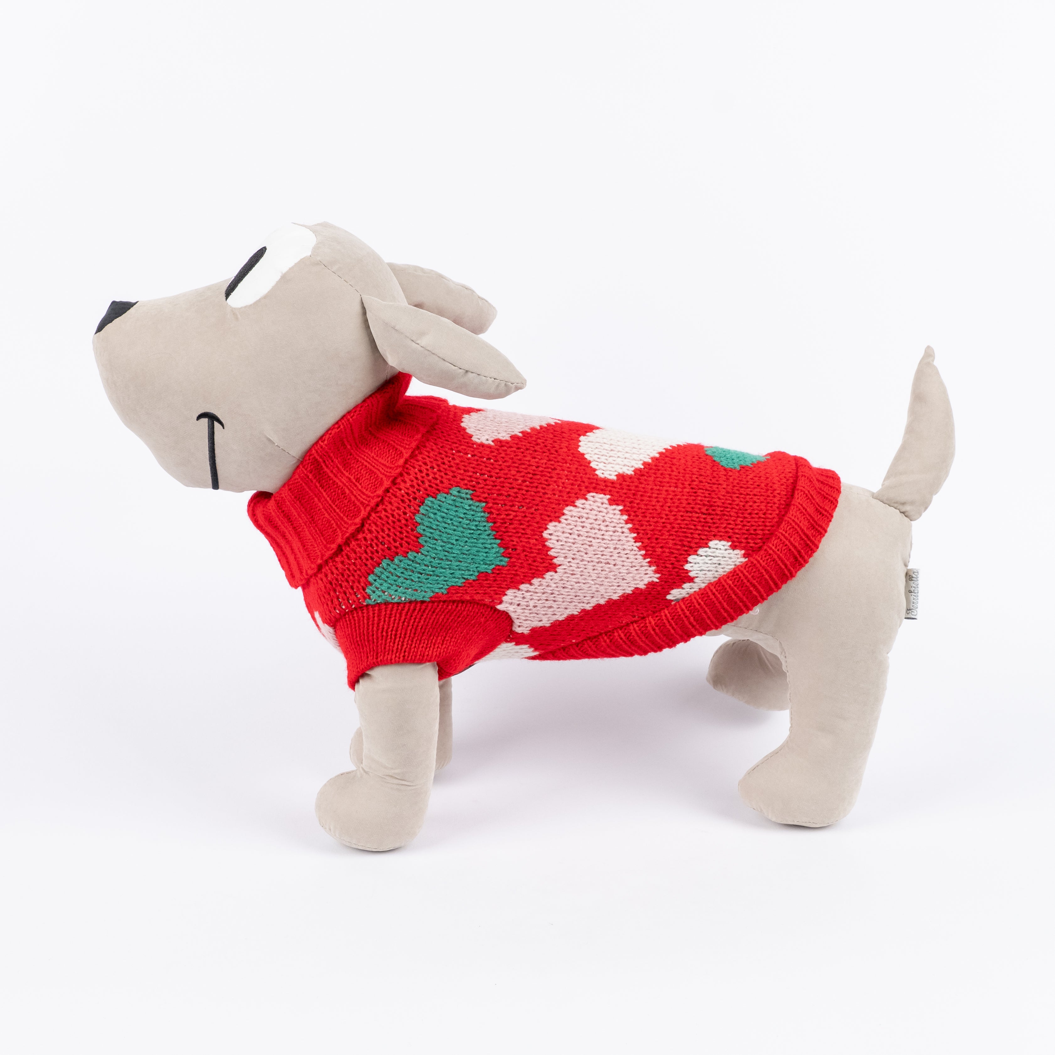 Maglioncino Dolcevita con Fantasia a Cuoricini - Rosso