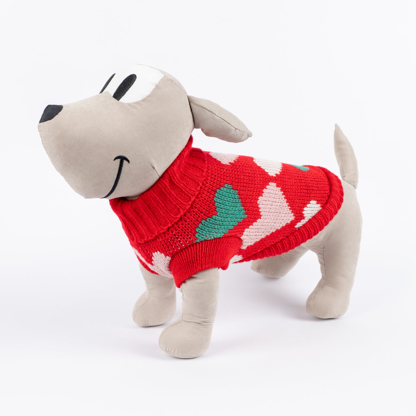 Maglioncino Dolcevita con Fantasia a Cuoricini - Rosso