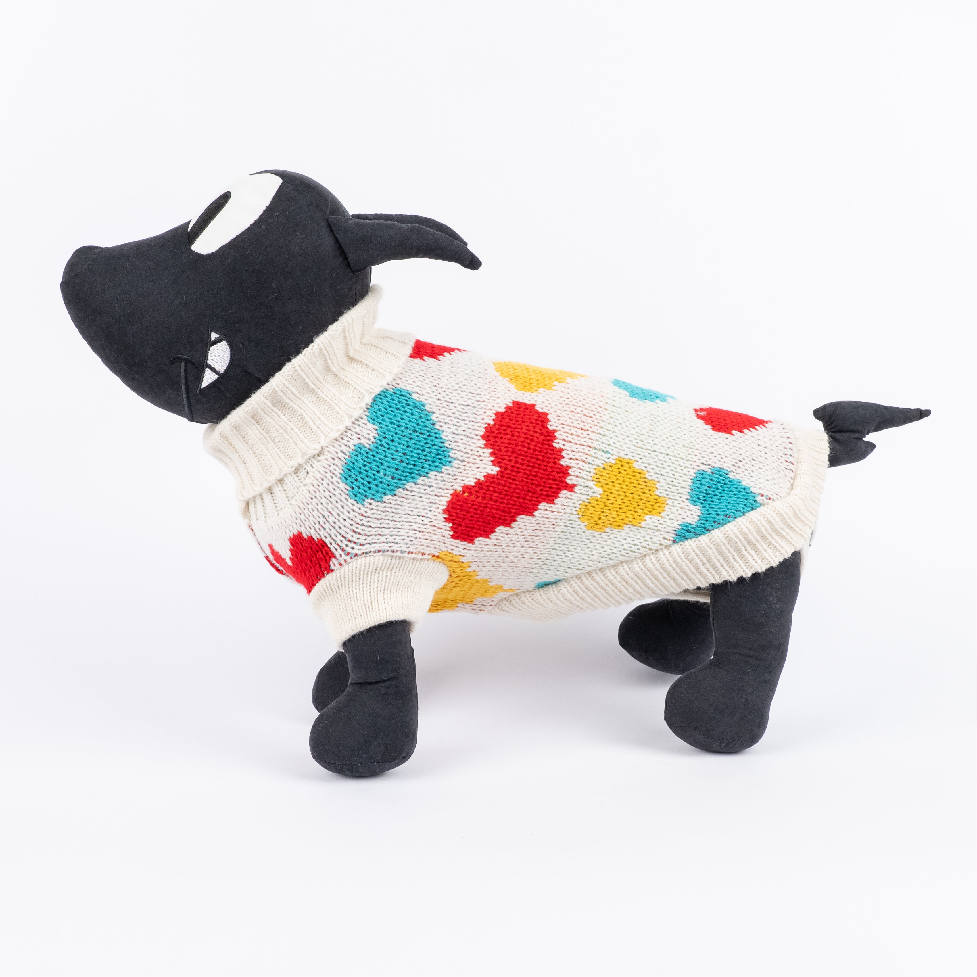 Maglioncino Dolcevita con Fantasia a Cuoricini - Bianco