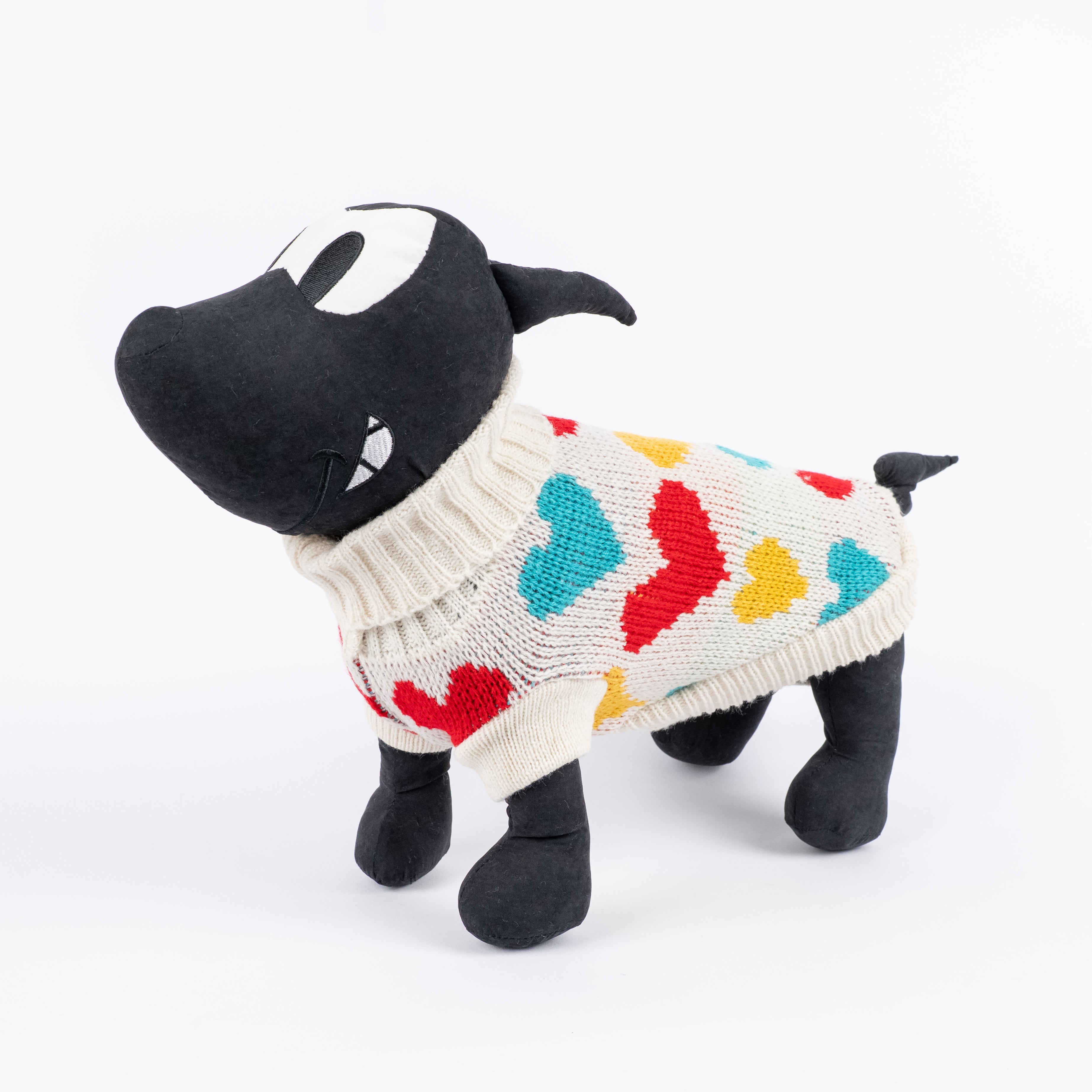 Maglioncino Dolcevita con Fantasia a Cuoricini - Bianco