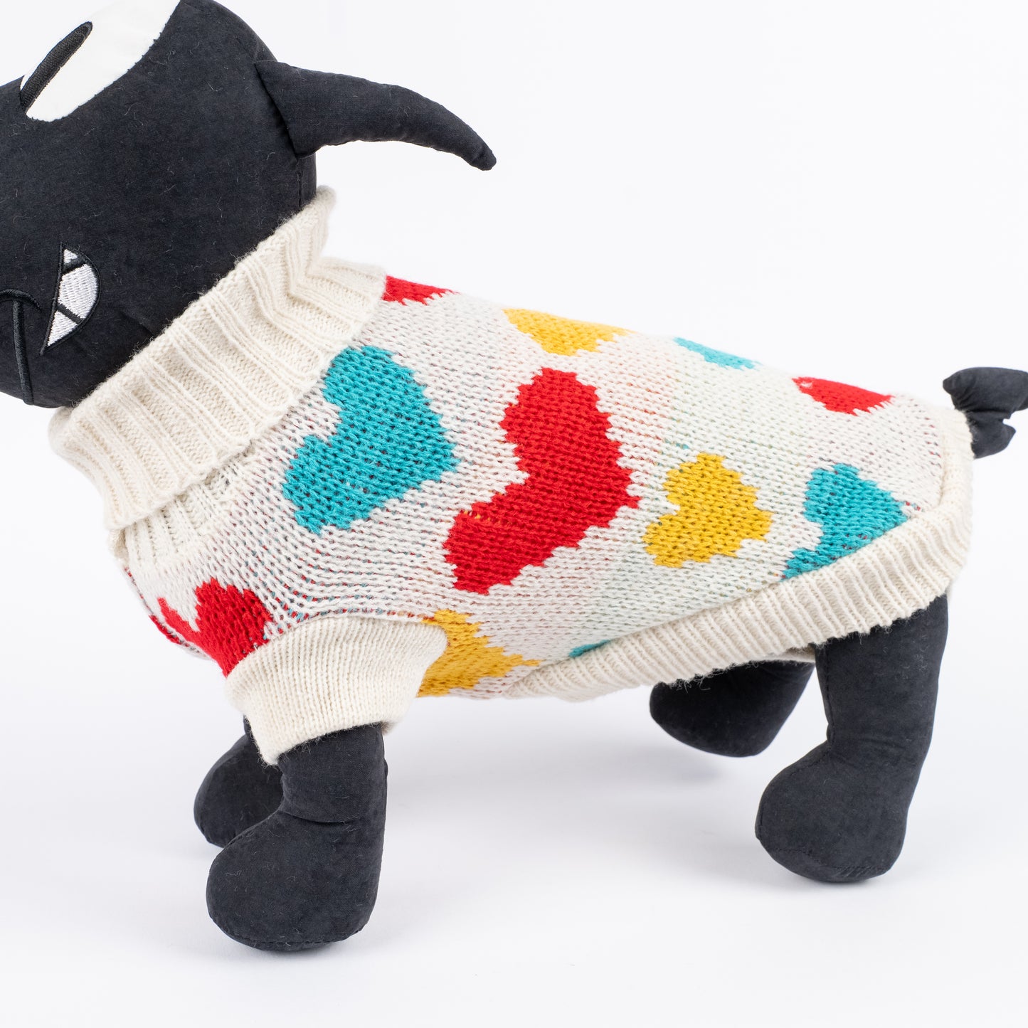 Maglioncino Dolcevita con Fantasia a Cuoricini - Bianco