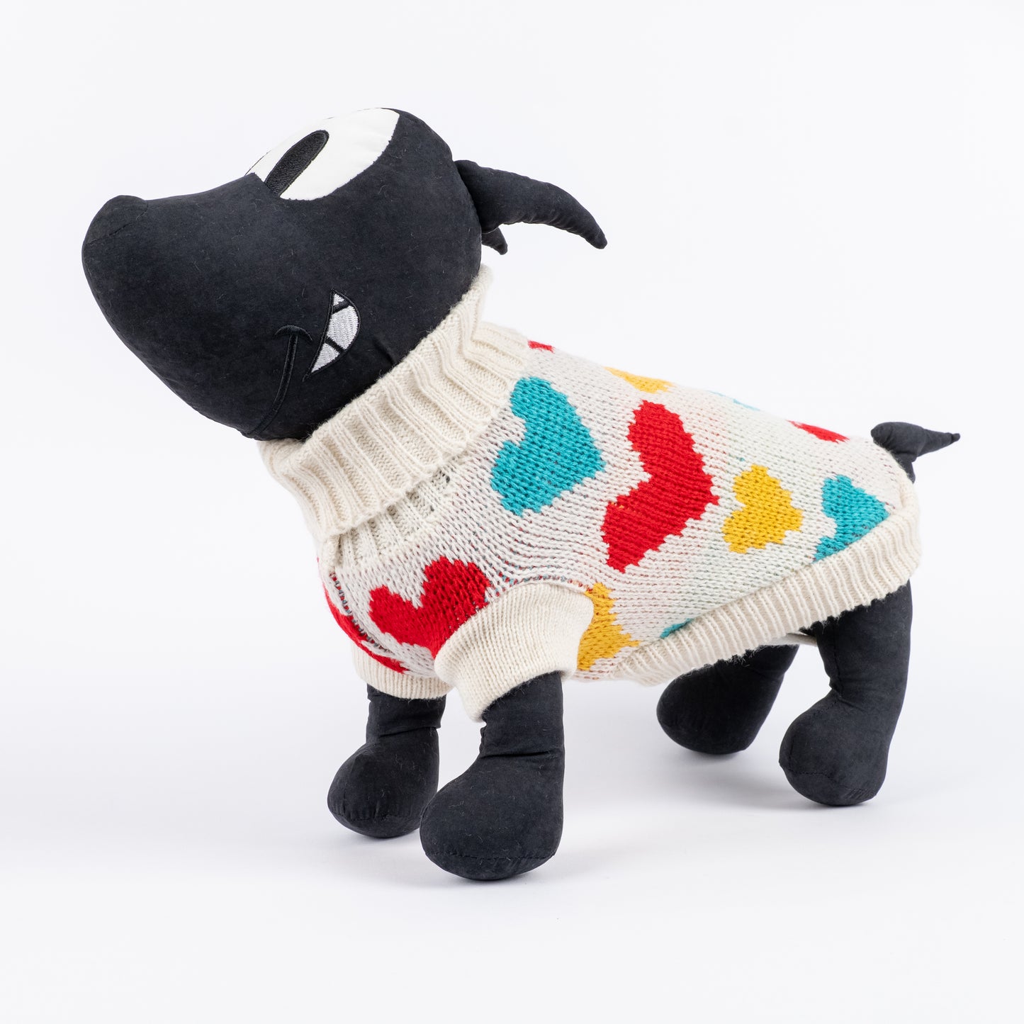 Maglioncino Dolcevita con Fantasia a Cuoricini - Bianco