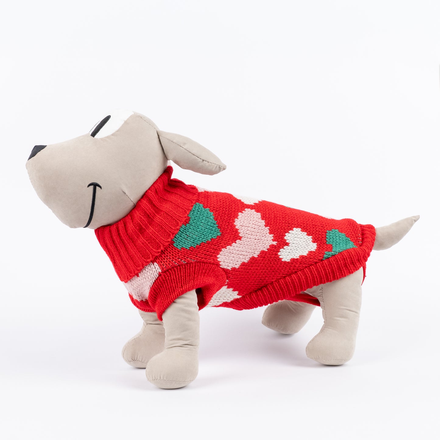 Maglioncino Dolcevita con Fantasia a Cuoricini - Rosso