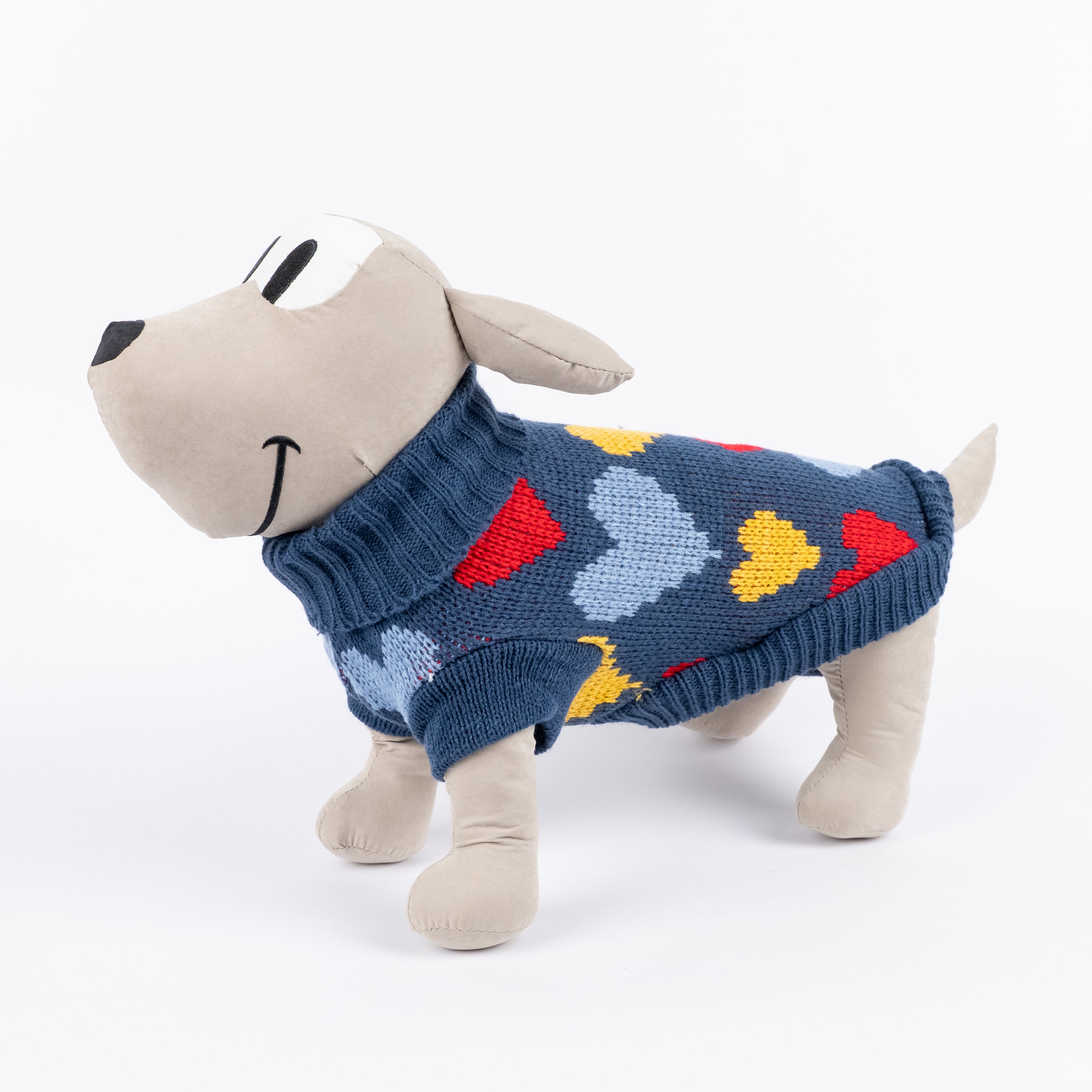 Maglioncino Dolcevita con Fantasia a Cuoricini - Blu