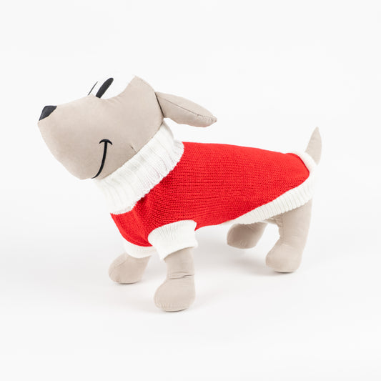 Maglioncino Dolcevita a Due Colori a Contrasto - Rosso