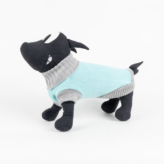 Maglioncino Dolcevita a Due Colori a Contrasto - Verde Acqua