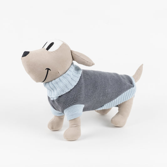 Maglioncino Dolcevita a Due Colori a Contrasto - Grigio