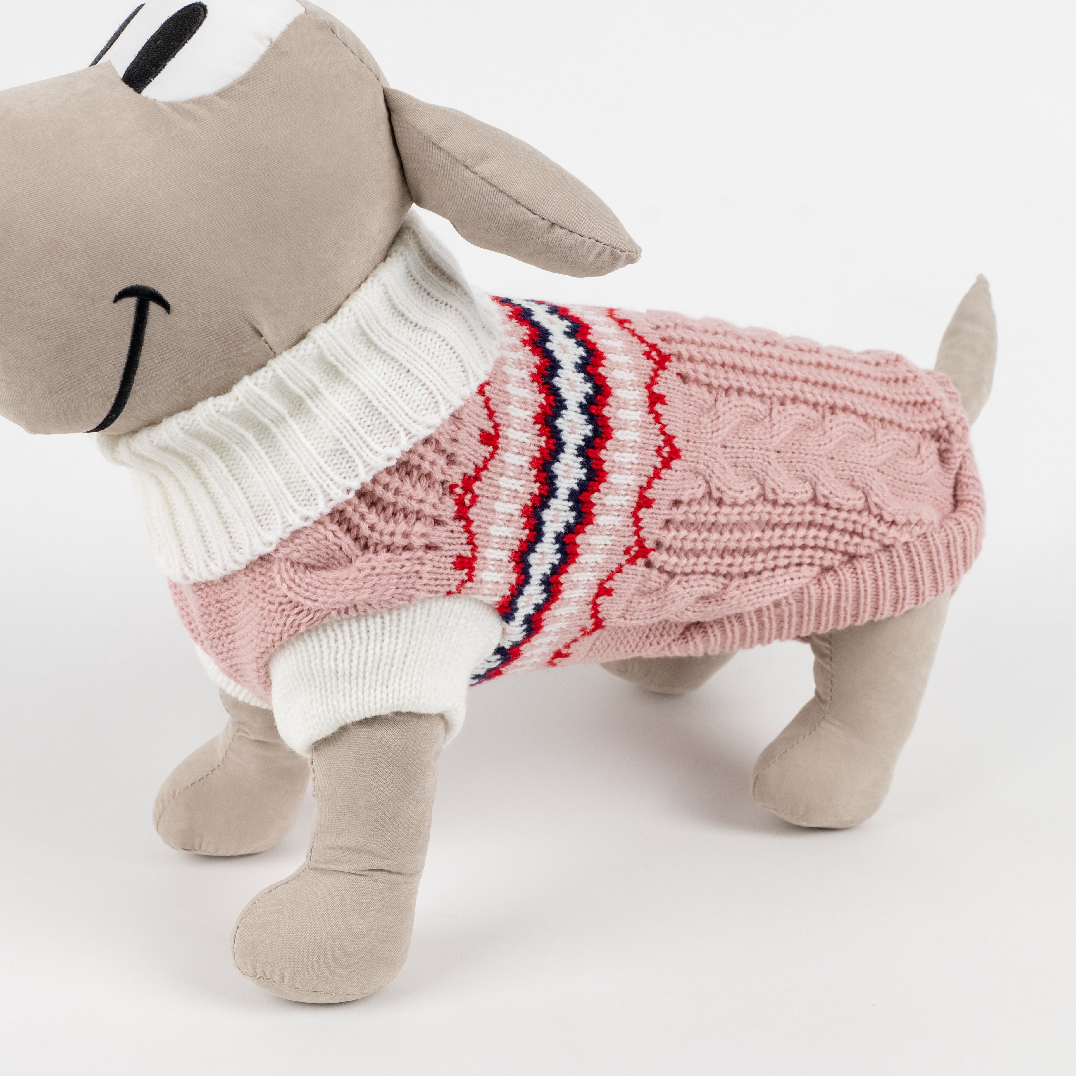 Maglioncino Dolcevita per Cani Fantasia Fair Isle - Rosa