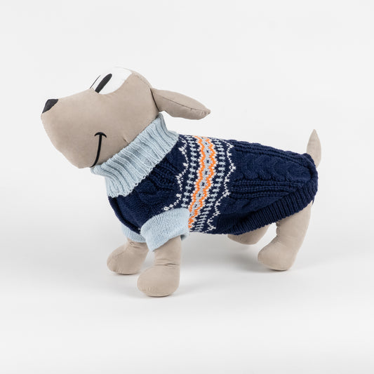 Maglioncino Dolcevita Fantasia Fair Isle - Blu