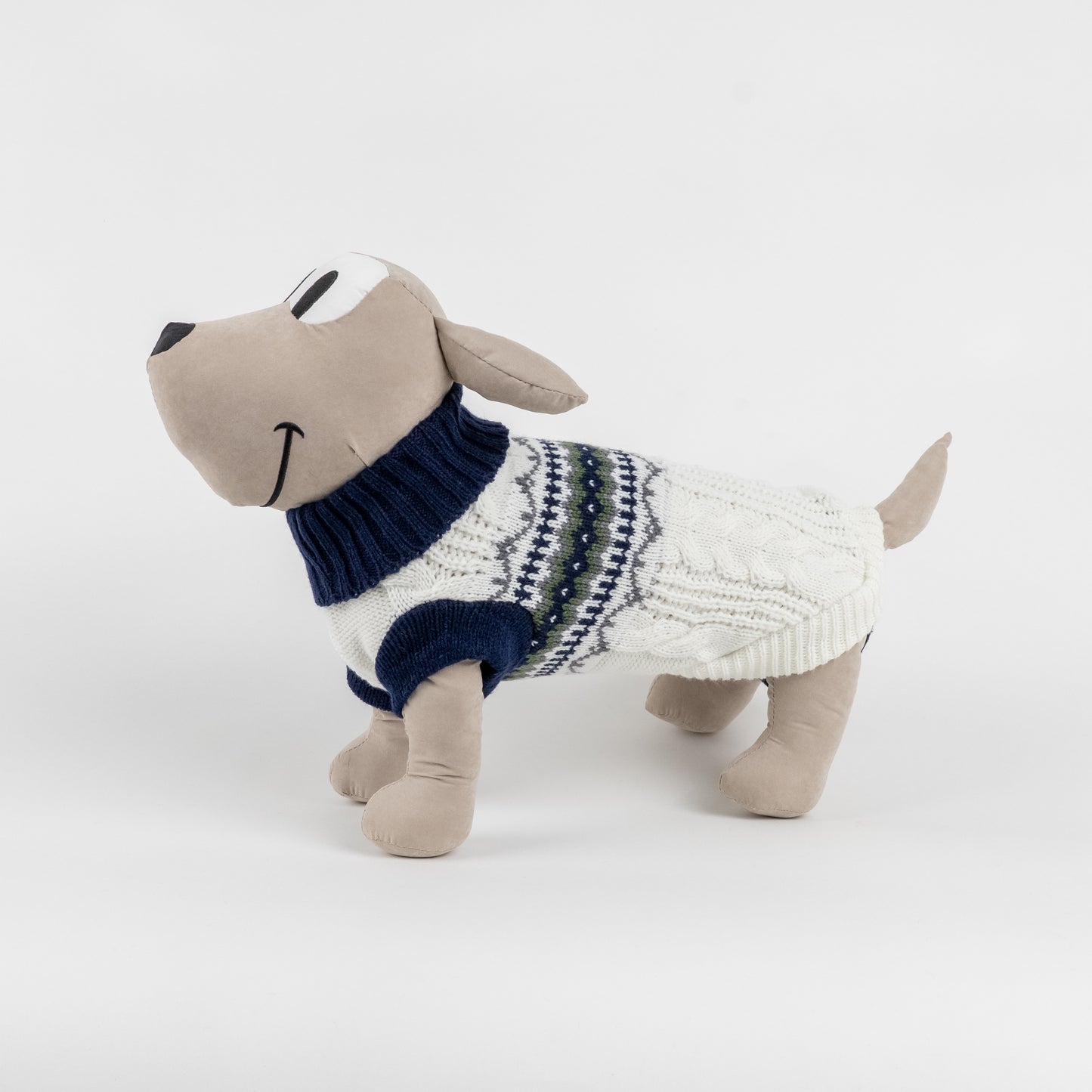 Maglioncino Dolcevita Fantasia Fair Isle - Bianco