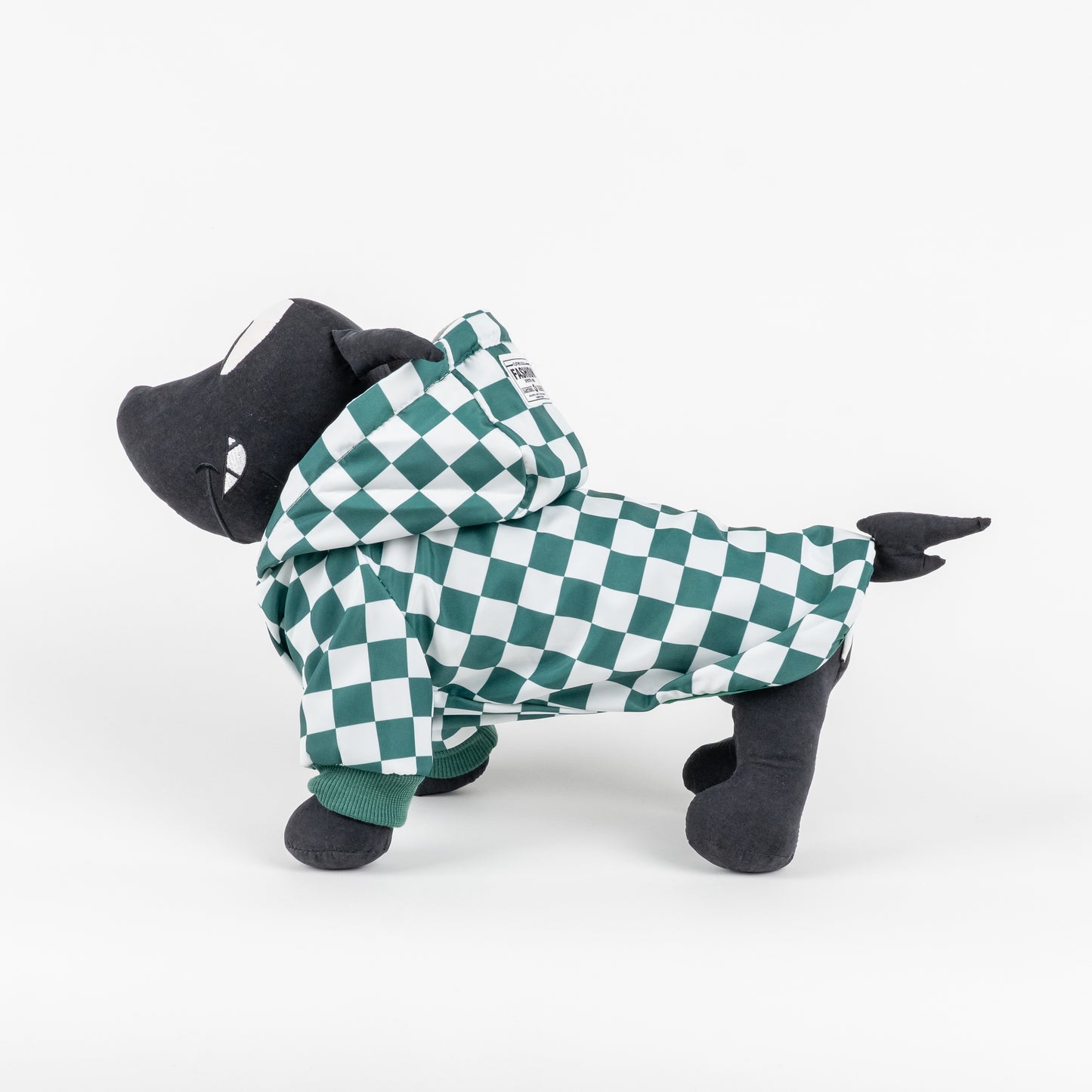 Cappotto Impermeabile a Scacchi con Cappuccio - Verde