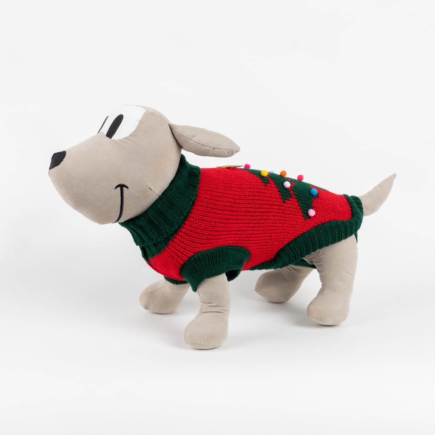 Maglioncino Dolcevita Natalizio con Albero di Natale e PomPon - Rosso