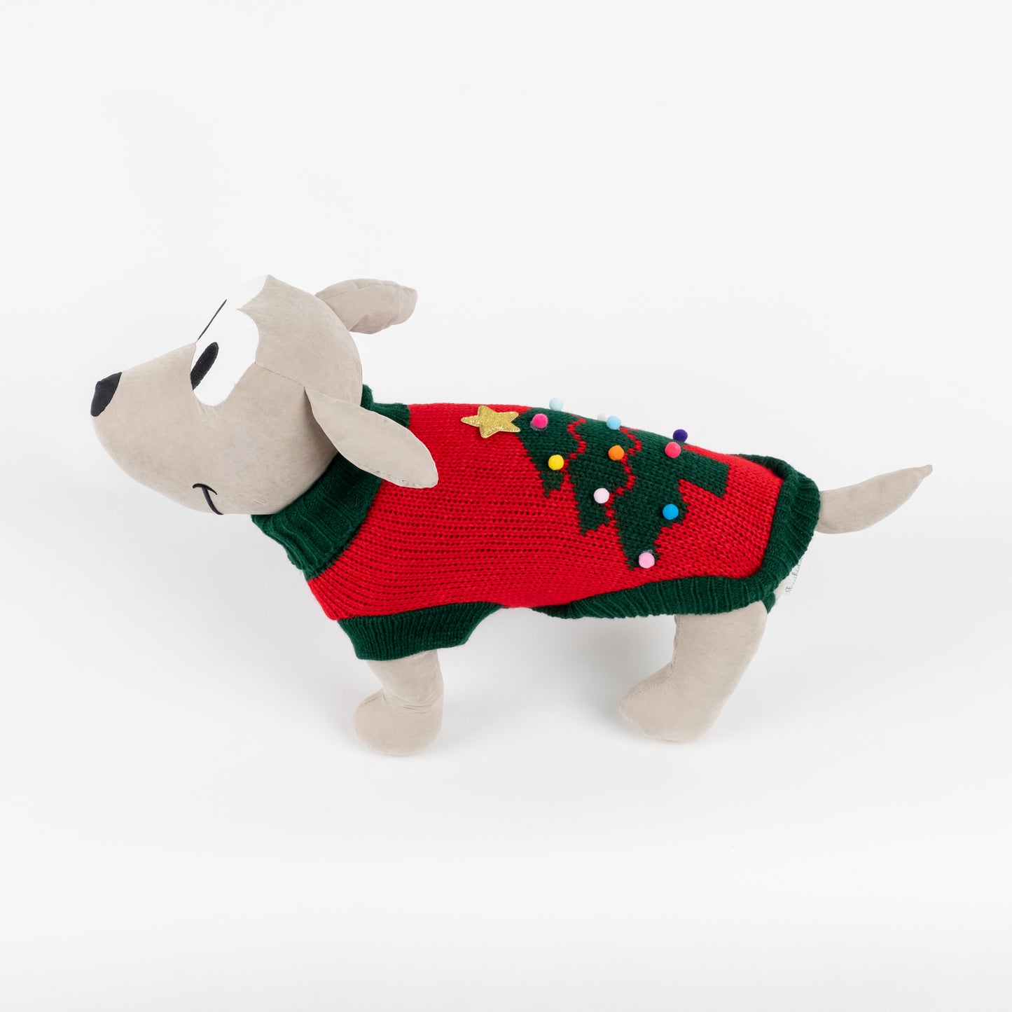 Maglioncino Dolcevita Natalizio con Albero di Natale e PomPon - Rosso