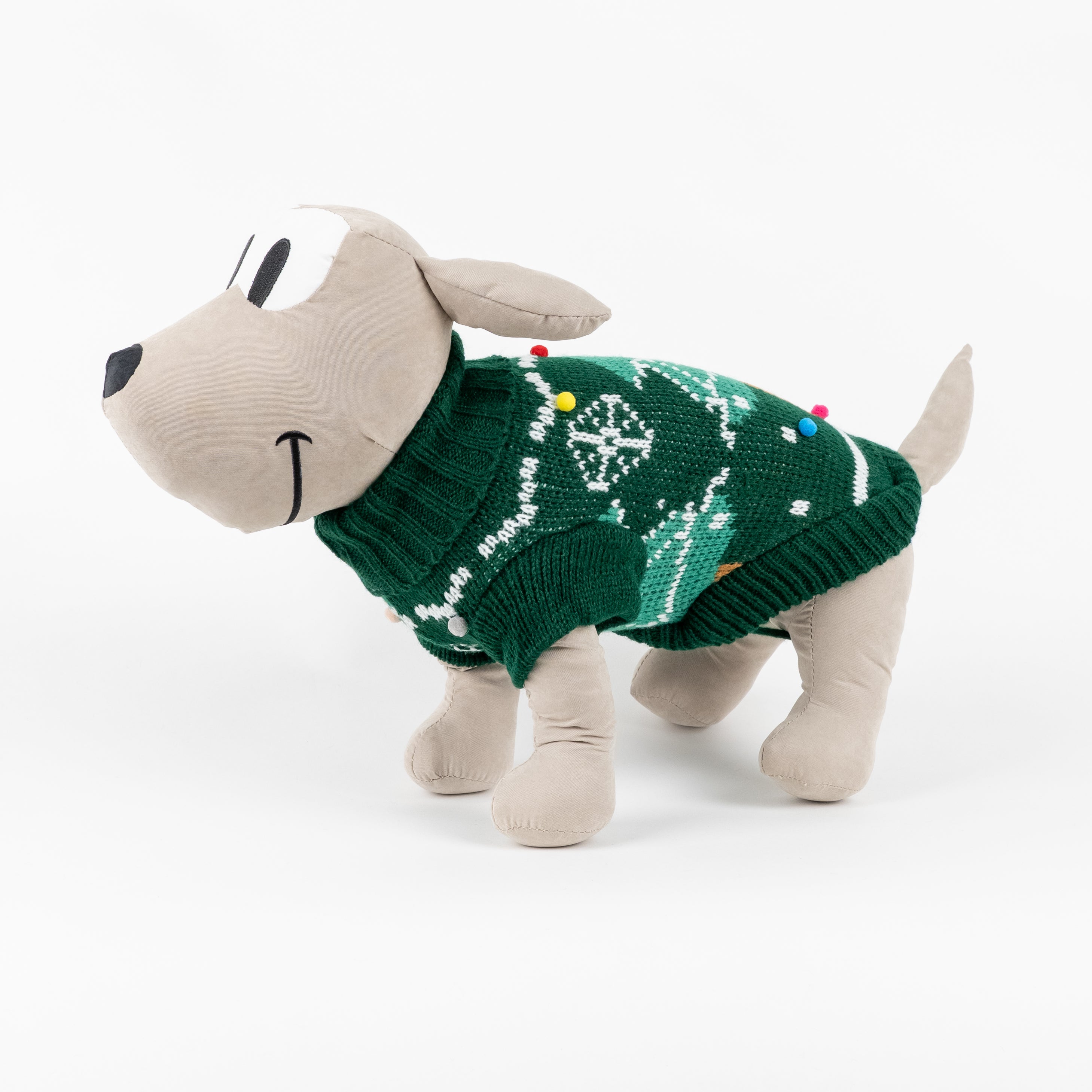 Maglioncino Dolcevita Natalizio per Cani con Albero di Natale e PomPon - Verde