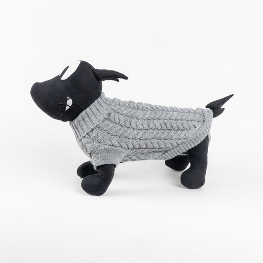 Maglioncino Dolcevita con Trama a Treccia - Grigio