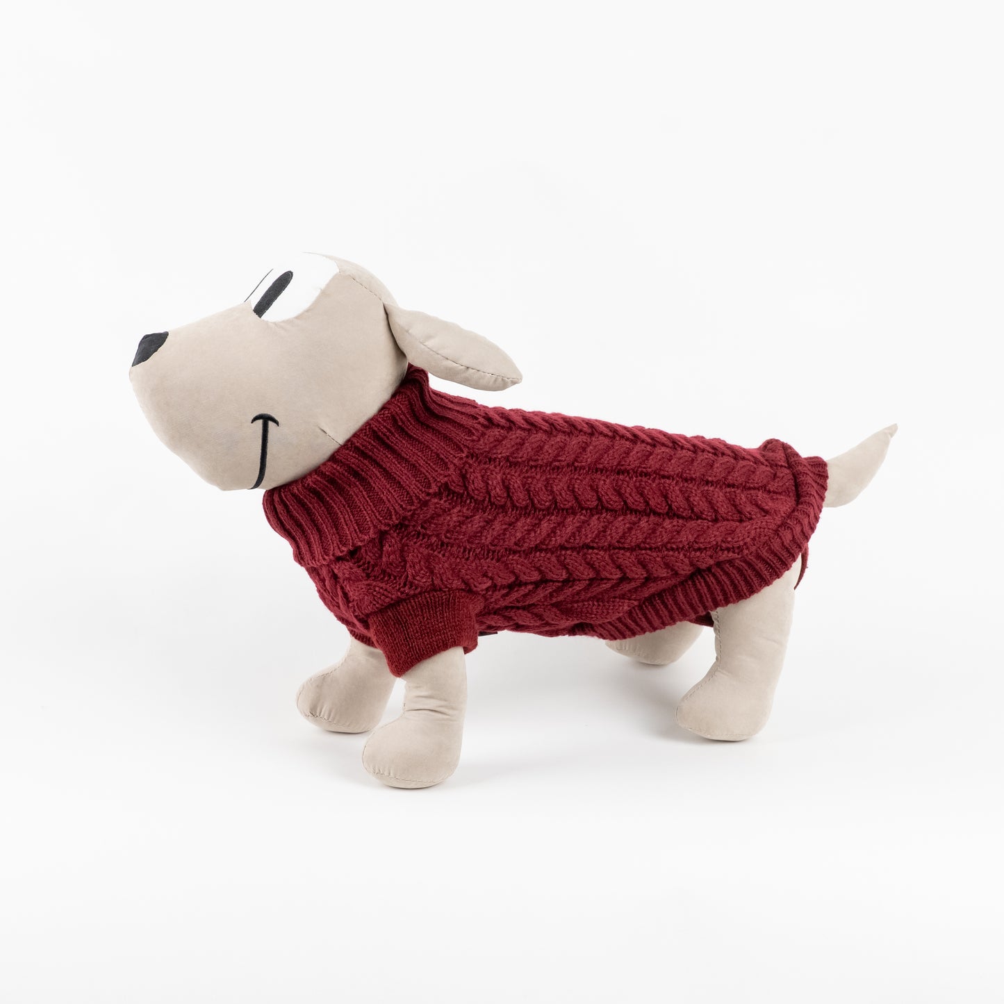 Maglioncino Dolcevita con Trama a Treccia - Bordeaux