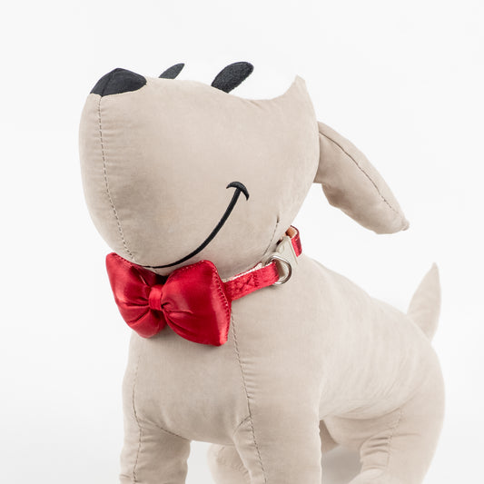 Collare Regolabile con Papillon per Cani e Gatti - Rosso