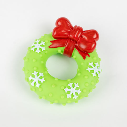 Gioco Natalizio in Gomma per Cani con Squeak - Ghirlanda