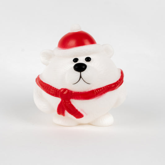 Gioco Pallina Natalizia in Gomma con Squeak - Orso Polare