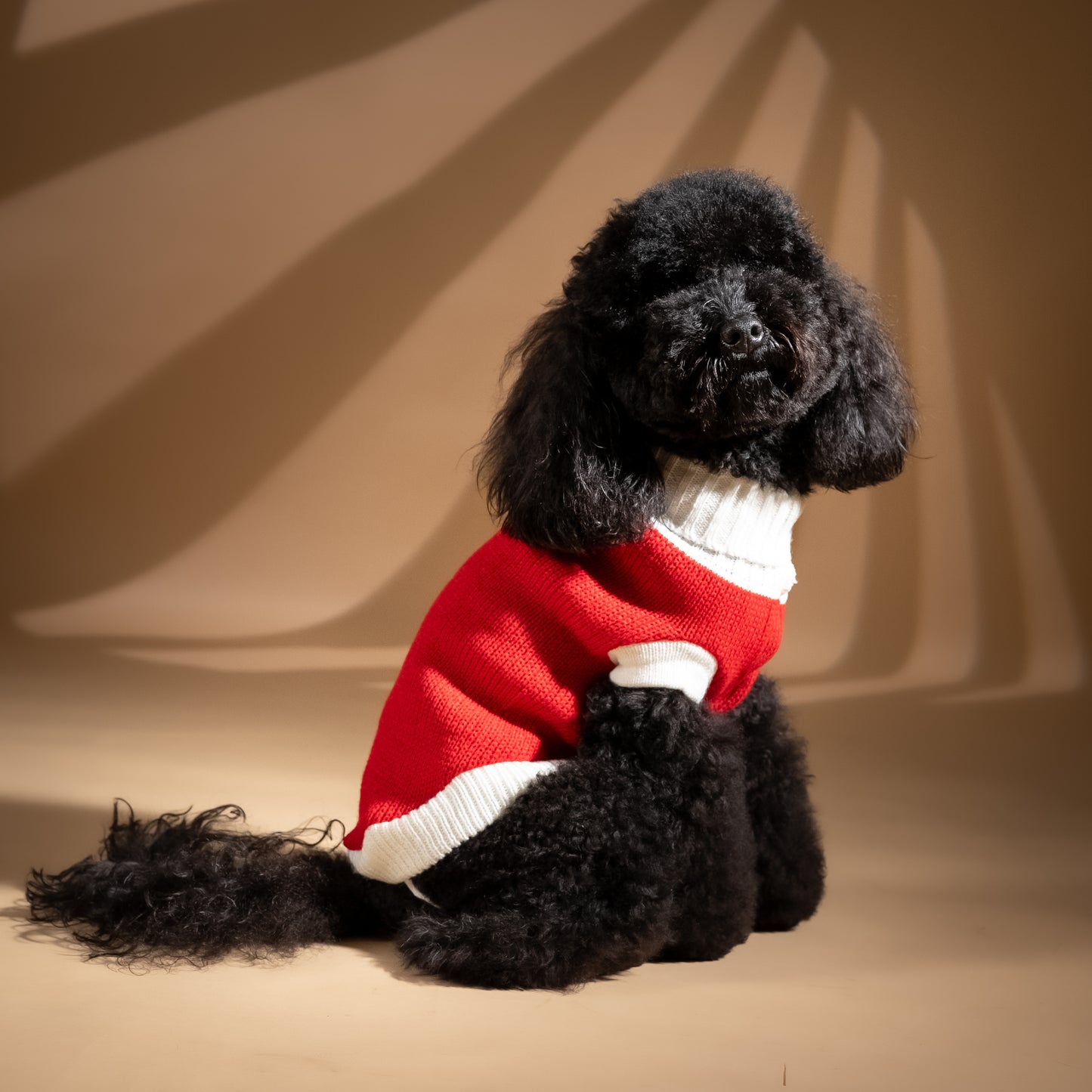 Maglioncino Dolcevita a Due Colori a Contrasto - Rosso