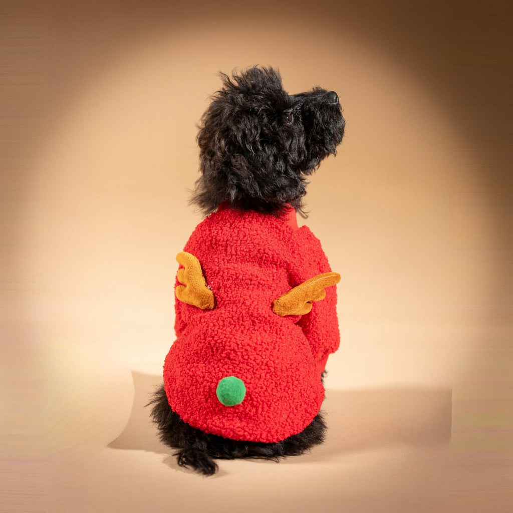 Maglioncino Bouclé Natalizio – Renna e Pon Pon