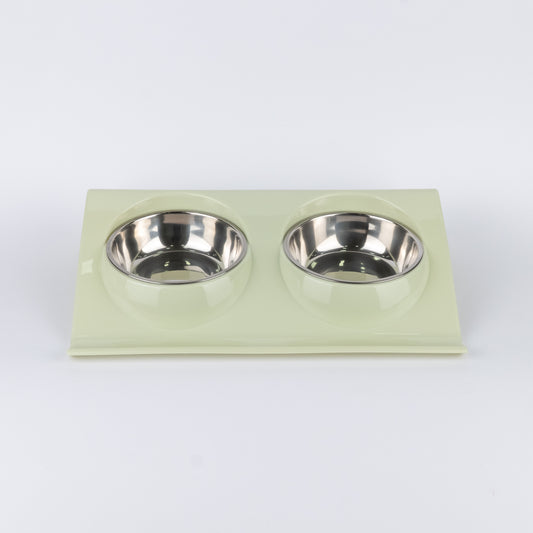 Alzatina Doppia per Cani e Gatti - Verde Chiaro