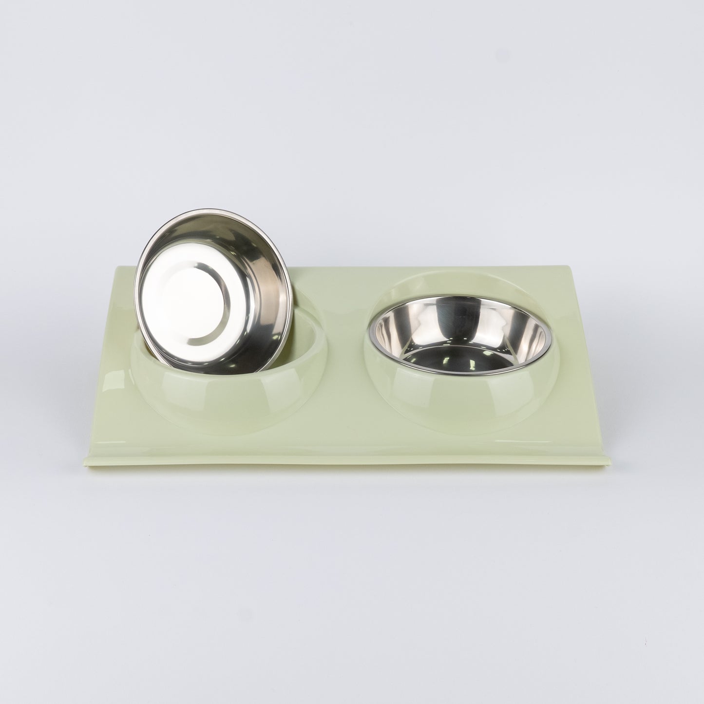 Alzatina Doppia per Cani e Gatti - Verde Chiaro