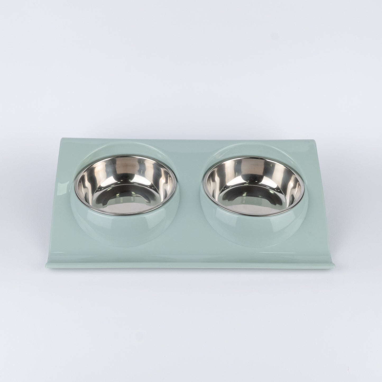 Alzatina Doppia per Cani e Gatti - Verde Acqua