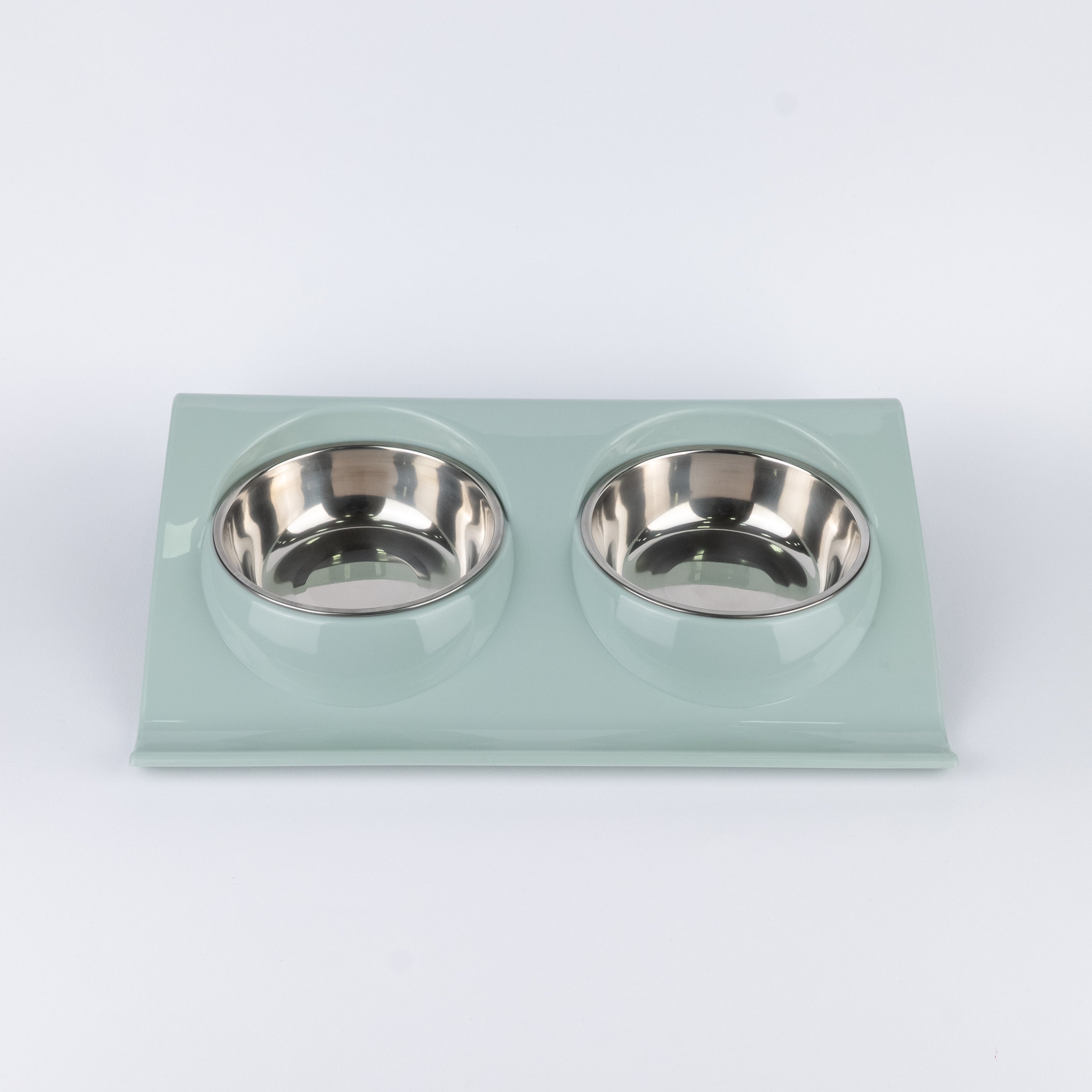 Alzatina Doppia Ciotola per Cani e Gatti - Verde Acqua