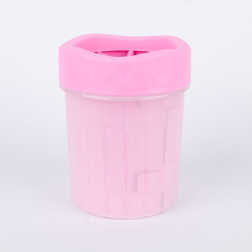 Bicchiere lava-zampe con setole in silicone per cani - Rosa