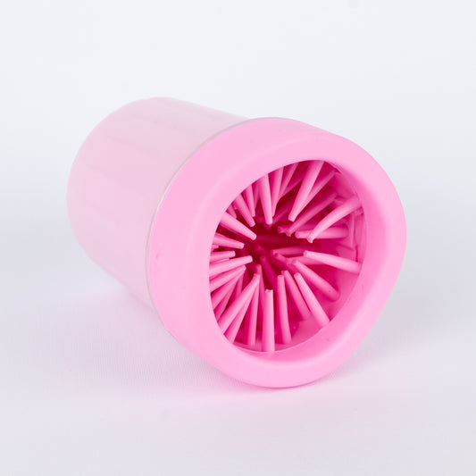 Bicchiere lava-zampe con setole in silicone per cani - Rosa