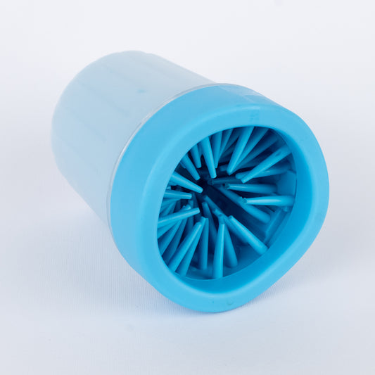 Bicchiere lava-zampe con setole in silicone per cani - Azzurro