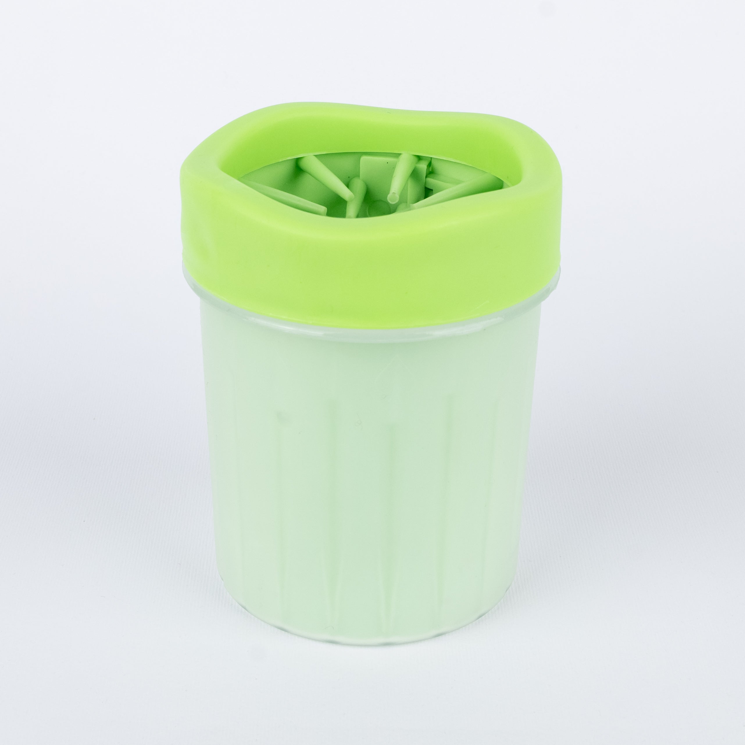Bicchiere lava-zampe con setole in silicone per cani - Verde