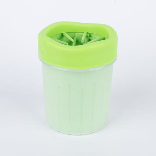 Bicchiere lava-zampe con setole in silicone per cani - Verde