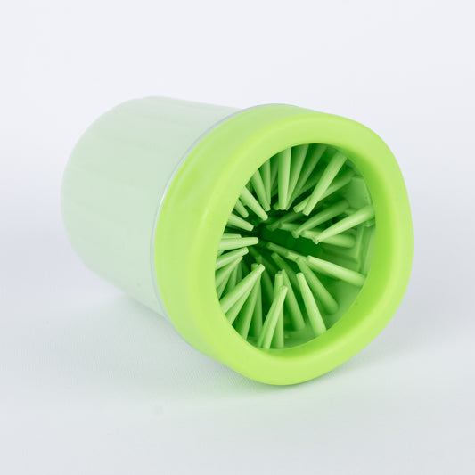 Bicchiere lava-zampe con setole in silicone per cani - Verde
