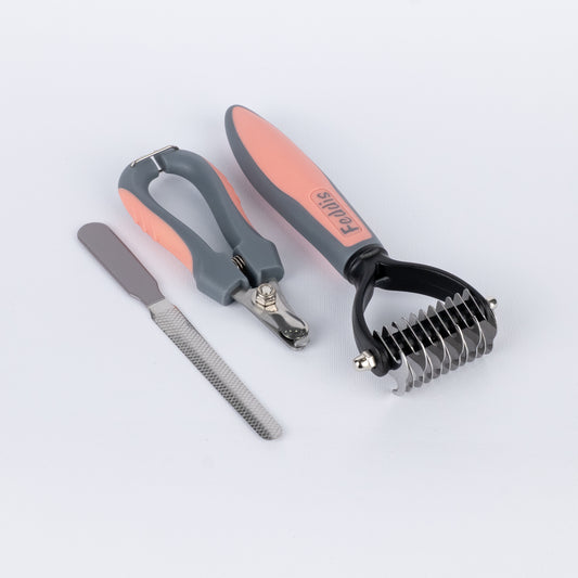 Kit Toelettatura per Cani e Gatti - Tagliaunghie, Lima e Pettine