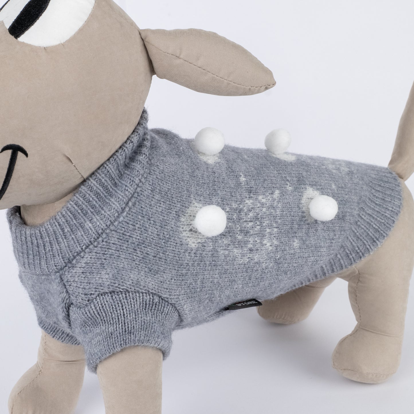 Maglioncino natalizio con alberi di natale e pompon - Grigio