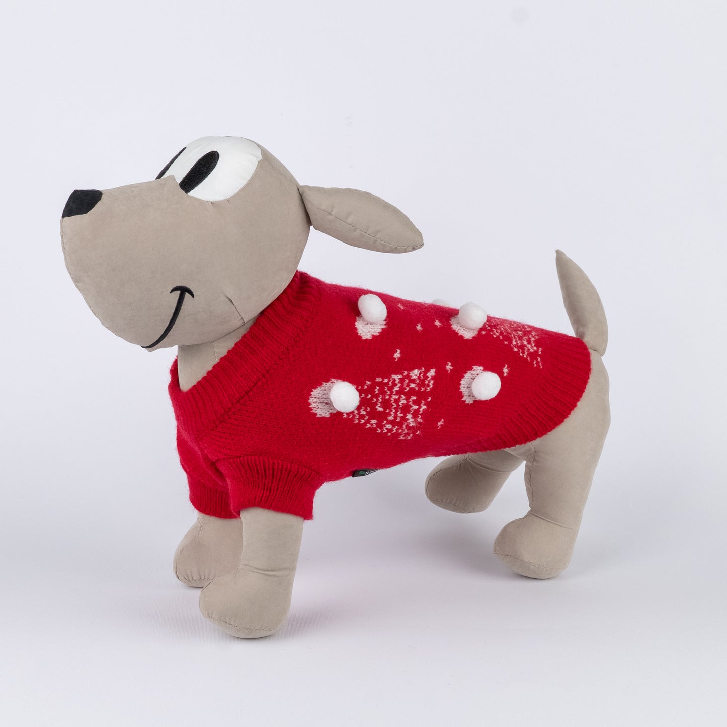 Maglioncino natalizio con alberi di natale e pompon - Rosso