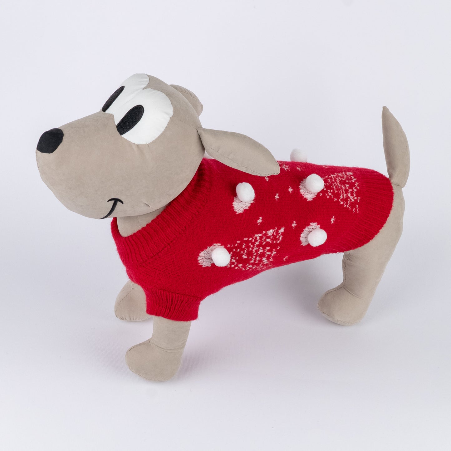 Maglioncino natalizio con alberi di natale e pompon - Rosso