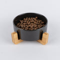 Ciotola in Ceramica con supporto in Legno - Nero