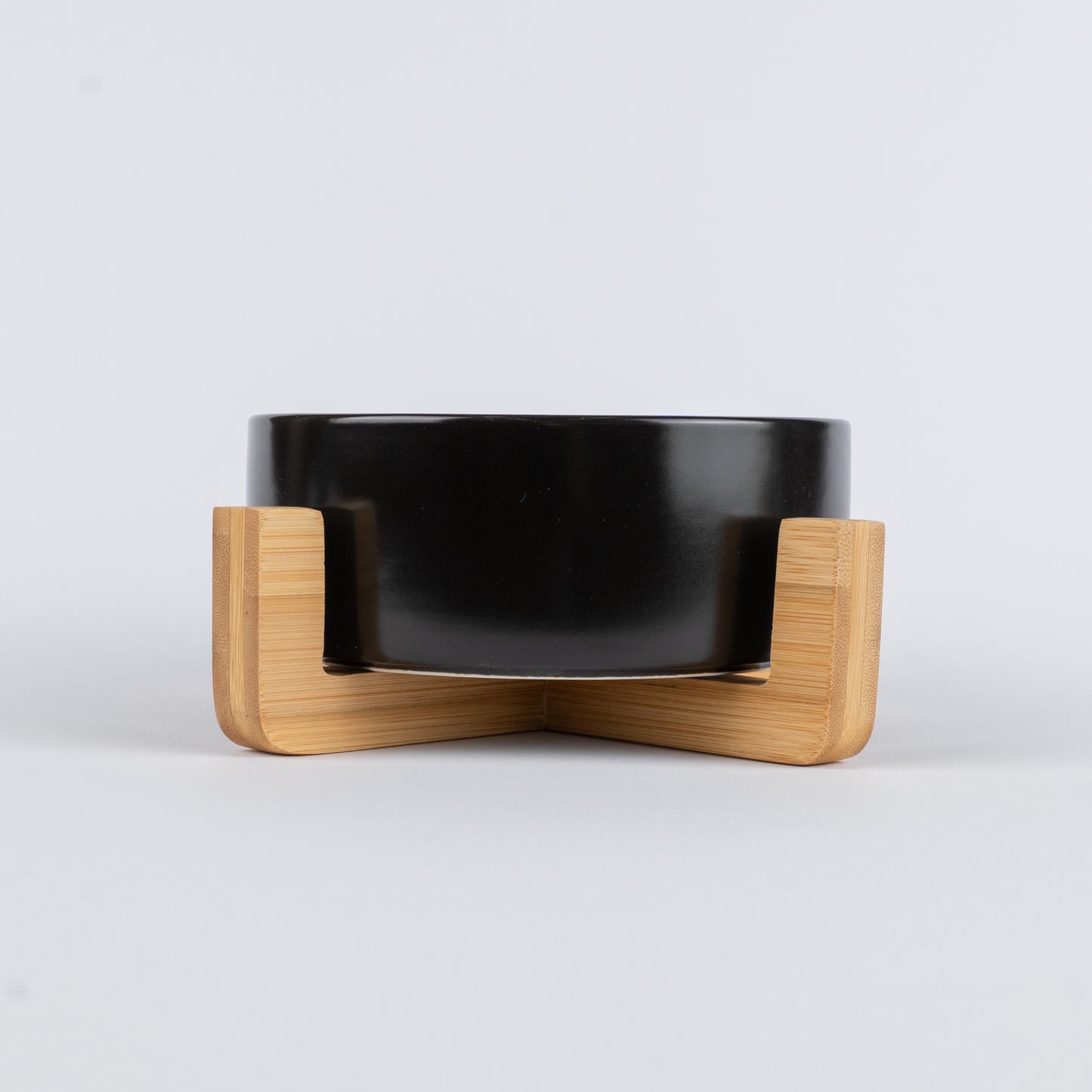 Ciotola in Ceramica con supporto in Legno - Nero