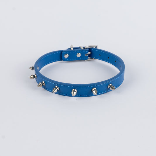 Collare per Cani in Ecopelle con Borchie - Blu